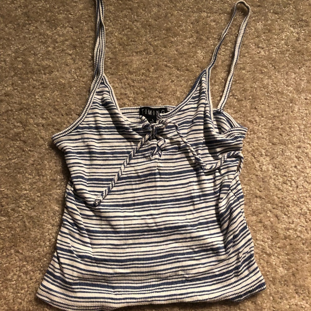Blue and White Striped Tank